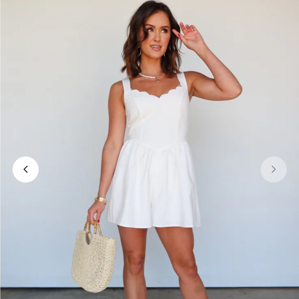Vestique White Scalloped Romper